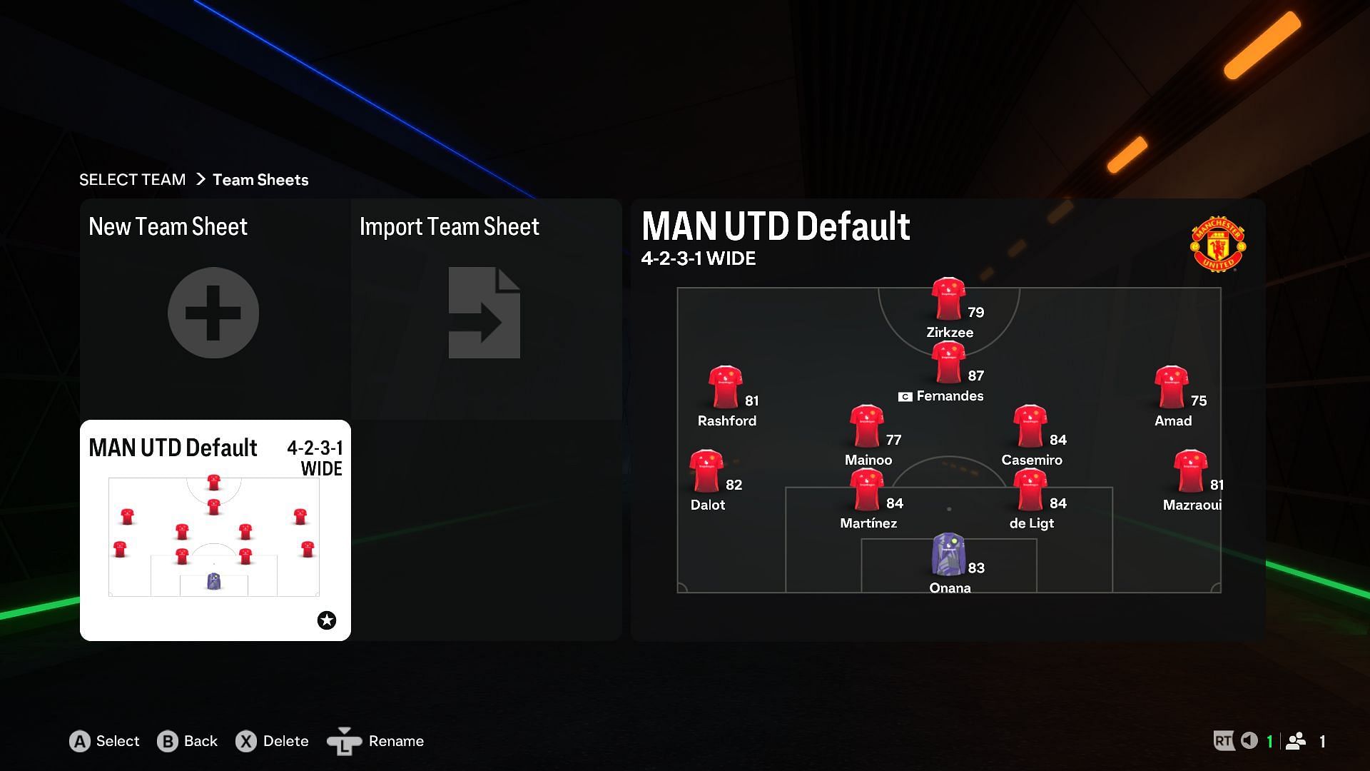 Man U formation (Image via EA)