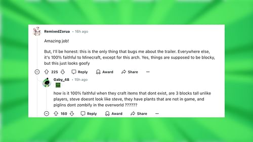 Redditors react to the build (Image via Reddit/TheMango || Mojang Studios)