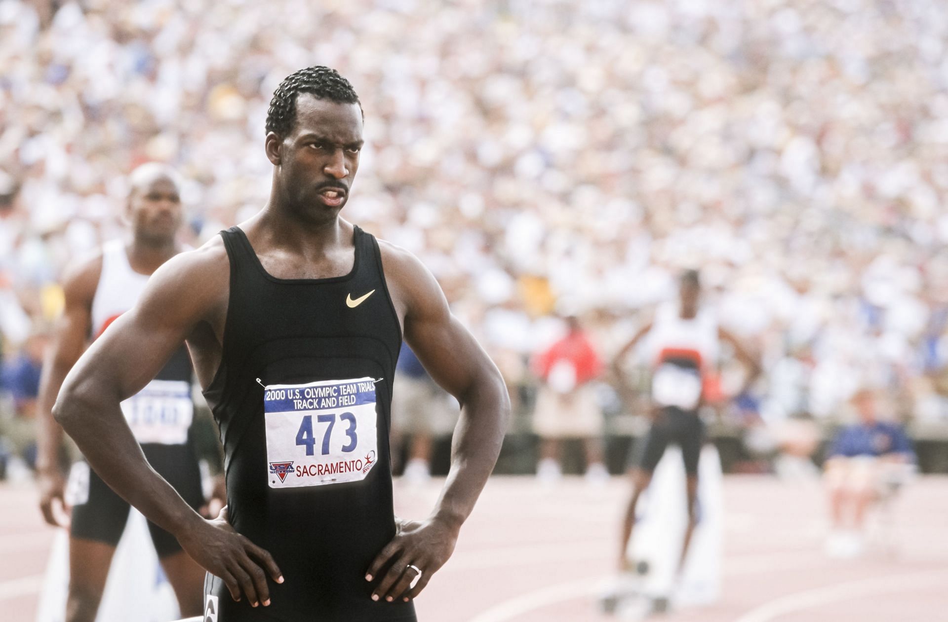 Michael Johnson at the 2000 USATF Olympic Trials in the 400 meters - Source: Getty