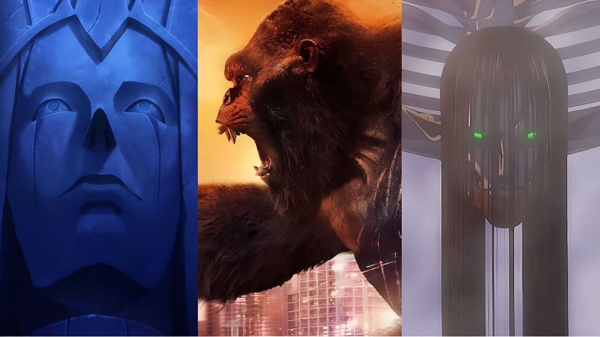 10 Biggest anime characters who dwarf King Kong, ranked (Image via A-1 Pictures, MAPPA, Toho, &amp; Warner Bros Pictures)