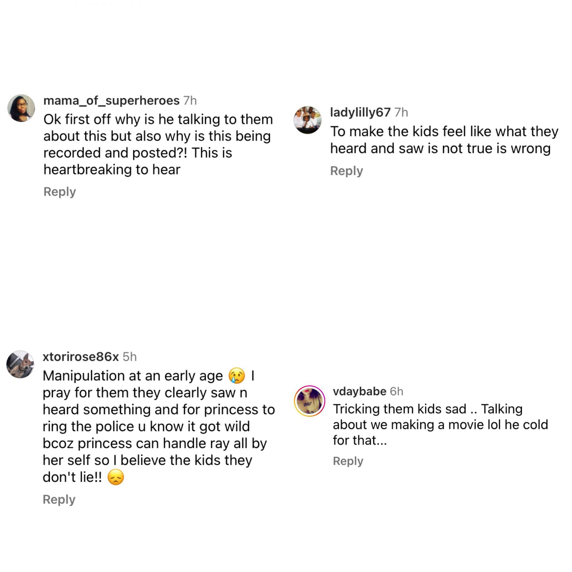 Comments on Ray J&#039;s video (Image via @livebitez/Instagram)