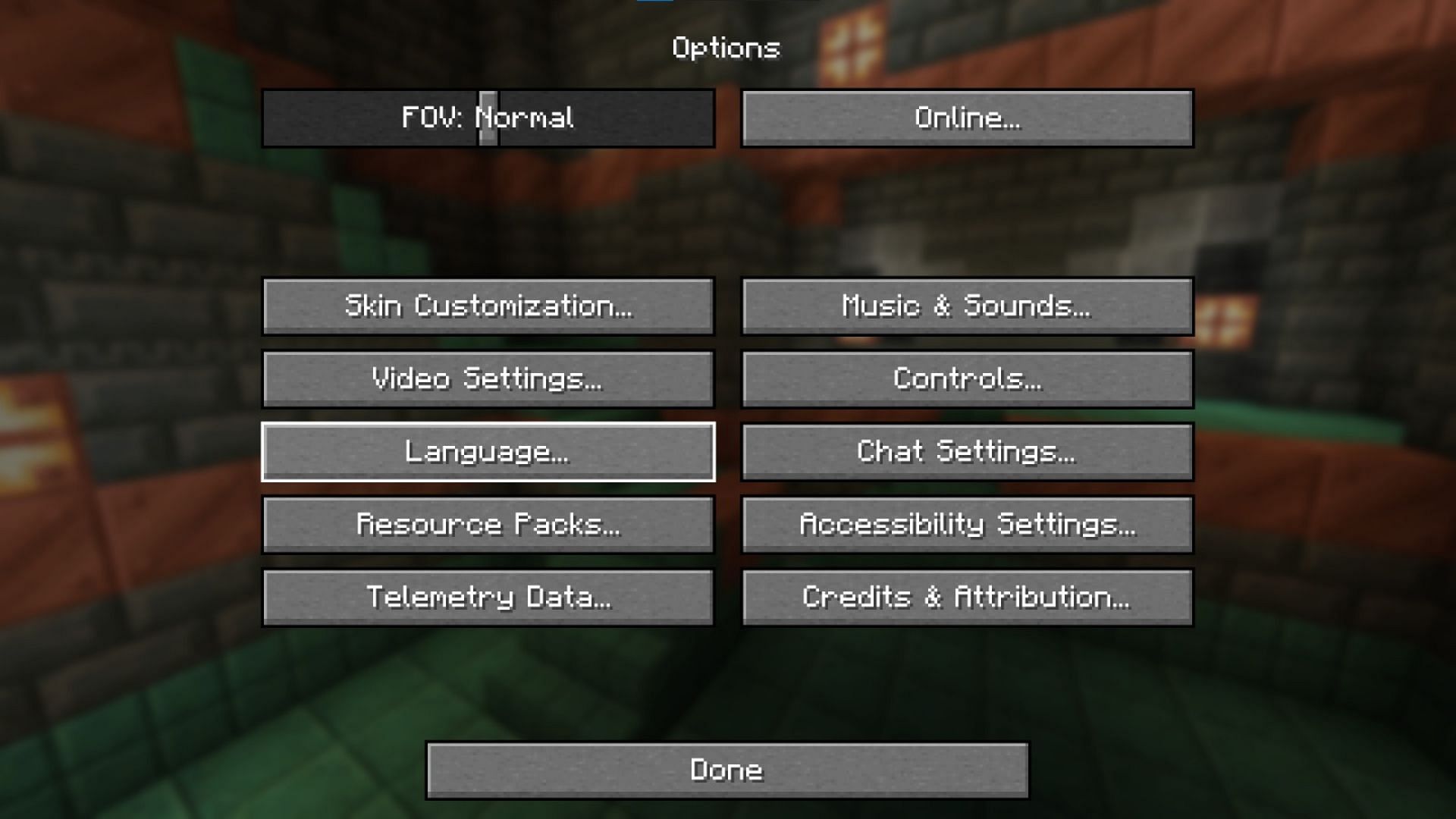 Head over to Options to enable the setting (Image via Mojang Studios)