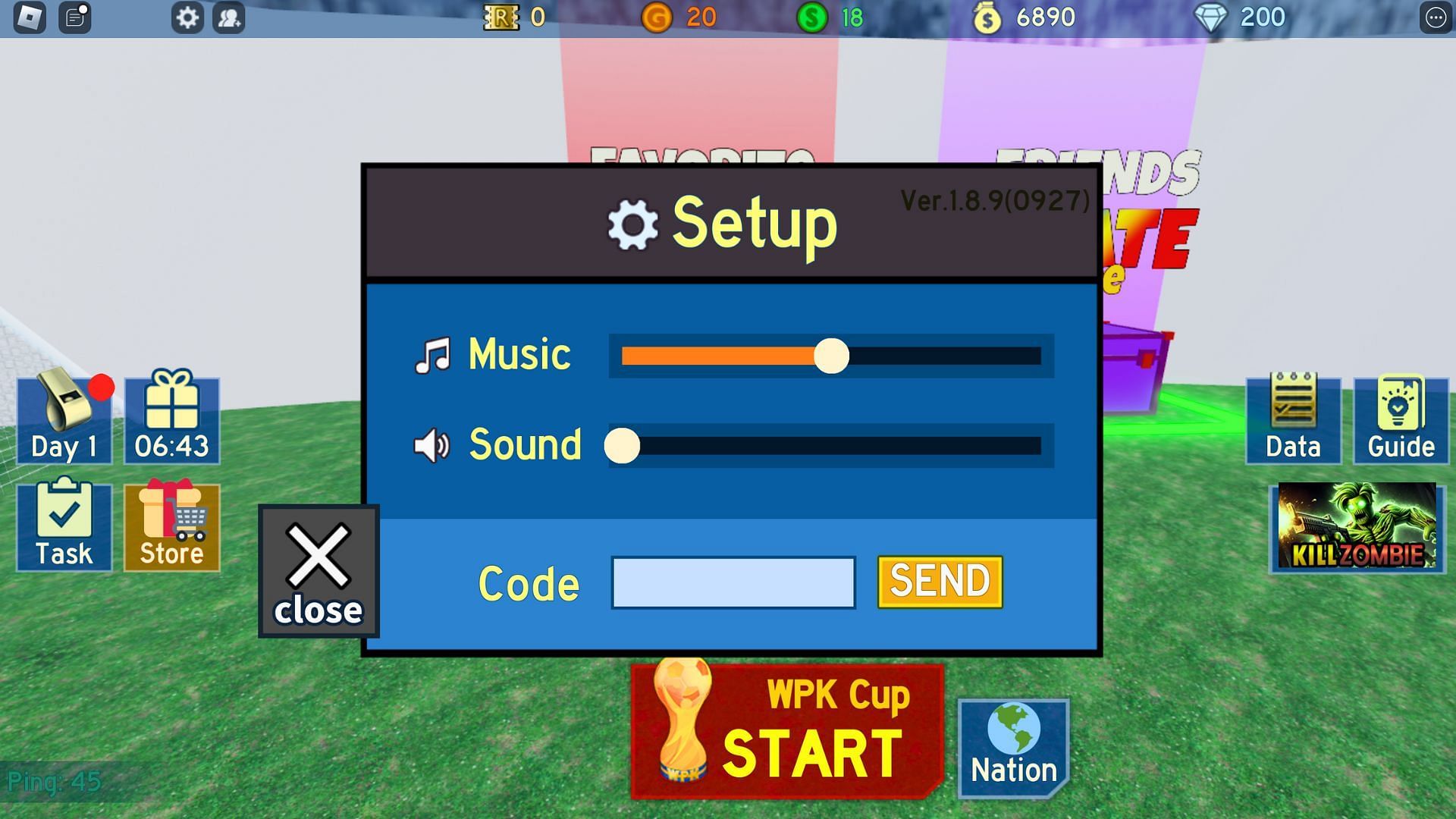 Redeem codes here (Image via Roblox)