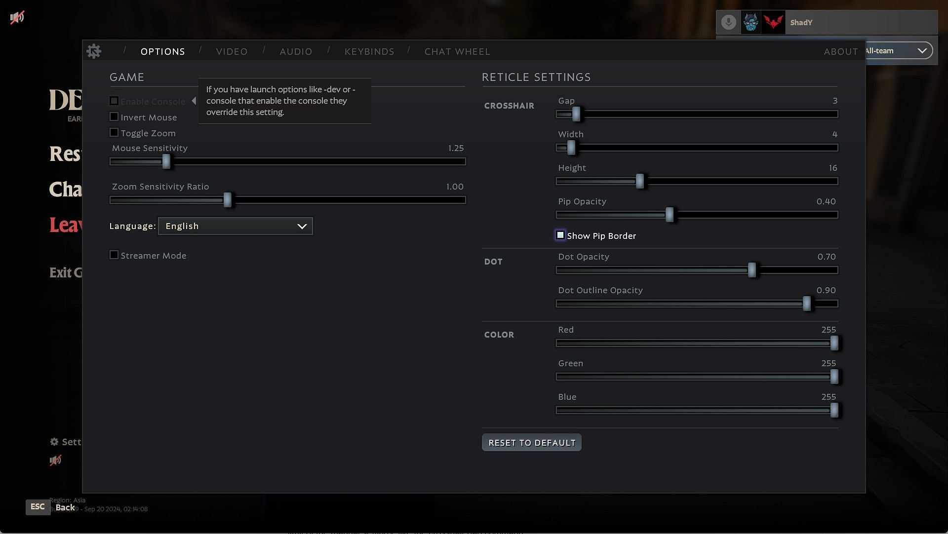 How to enable the Deadlock console in-game (Image via Valve)