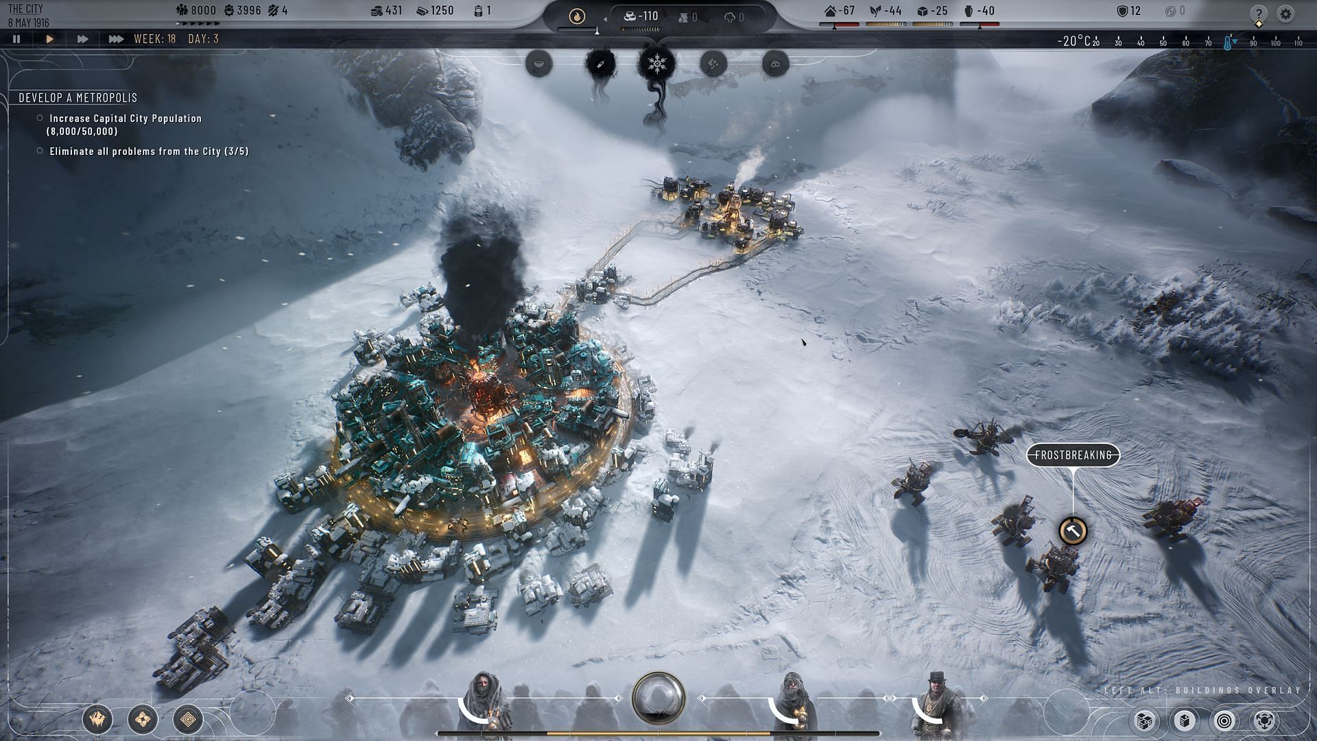 Learn how to rotate the camera in Frostpunk 2 (Image via 11 bit studios)