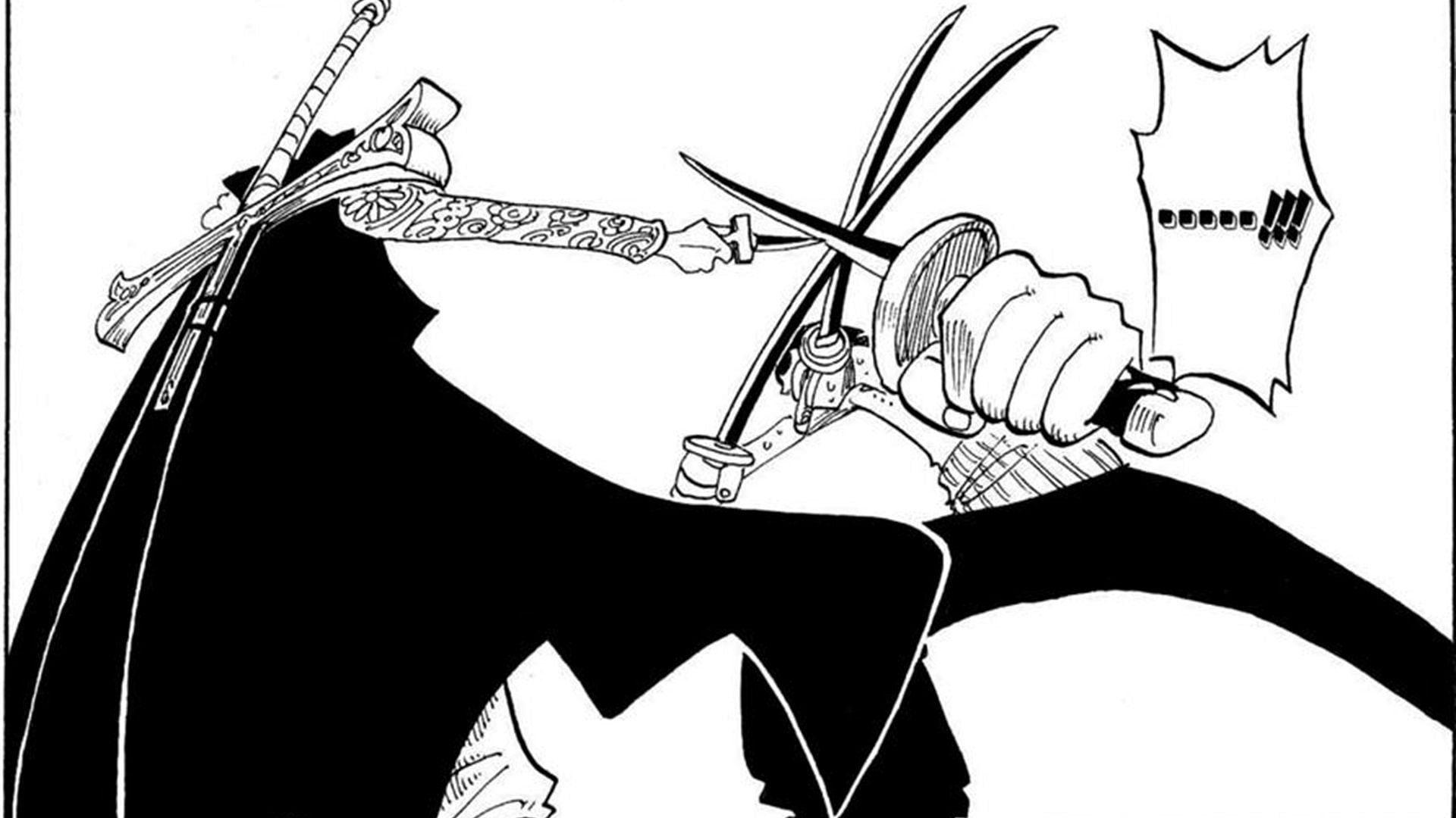 Zoro vs Mihawk in One Piece (Image via Shueisha)