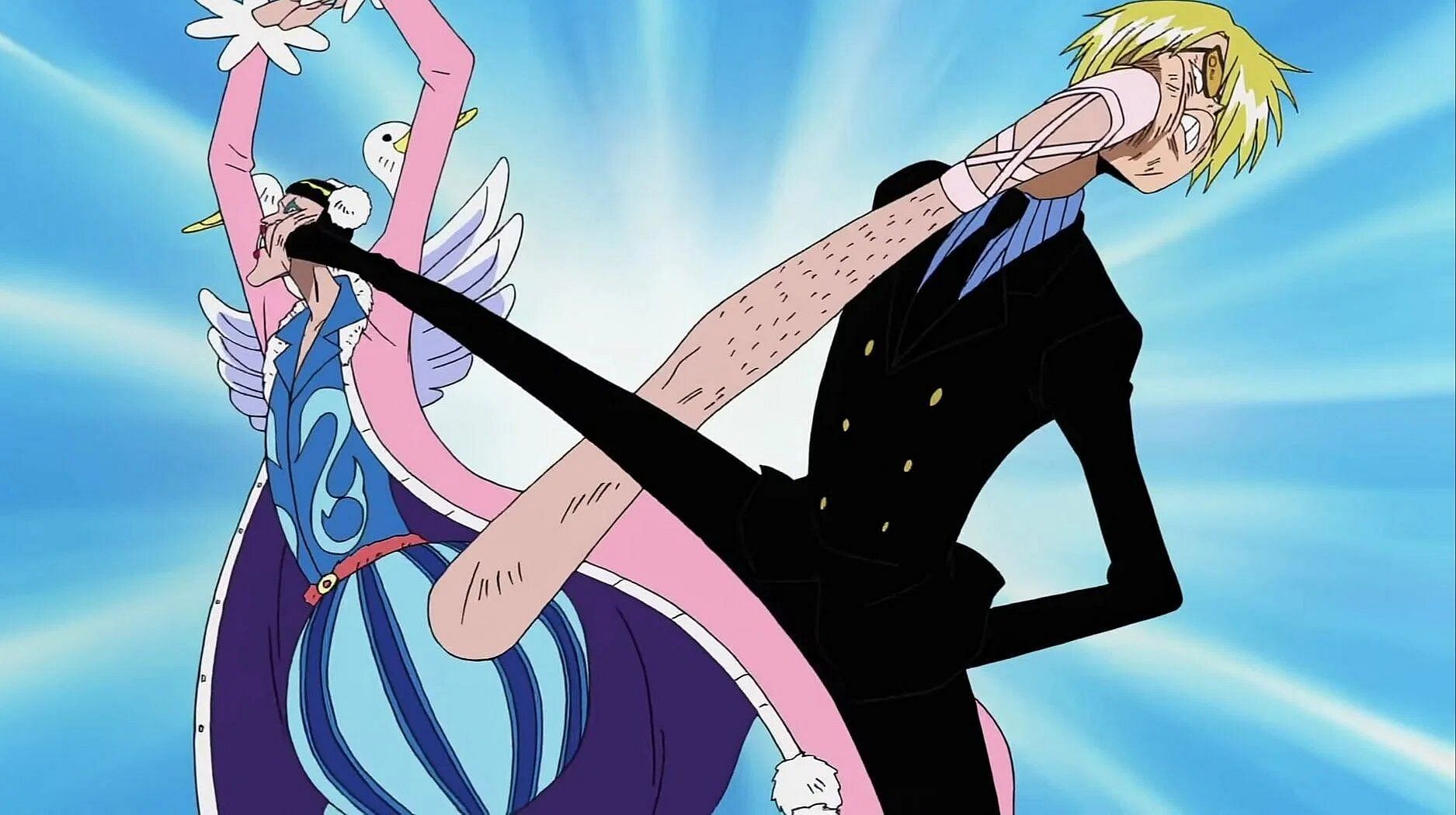 Bon Clay and Sanji fighting during the Alabasta arc in the anime (Image via Toei Animation).