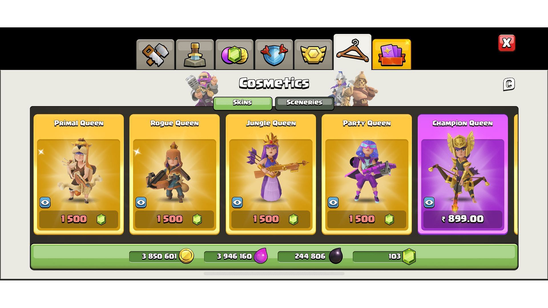 Primal Queen is among the Archer Queen skins in Clash of Clans (Image via Supercell)