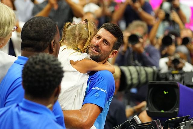 The 24-time Grand Slam champion with his daughter Tara after winning US Open 2023 (Source: Getty)