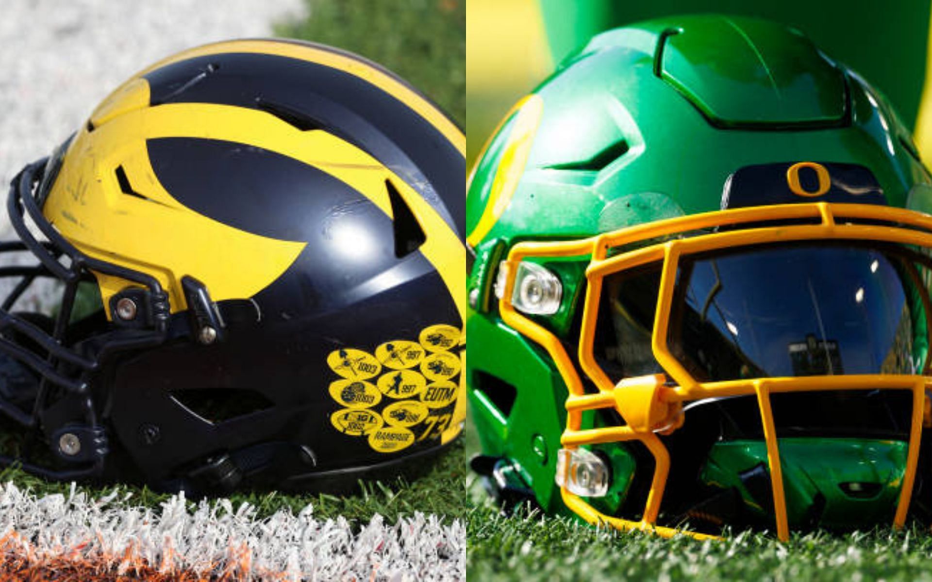 Michigan Wolverines (left); Oregon Ducks (right)