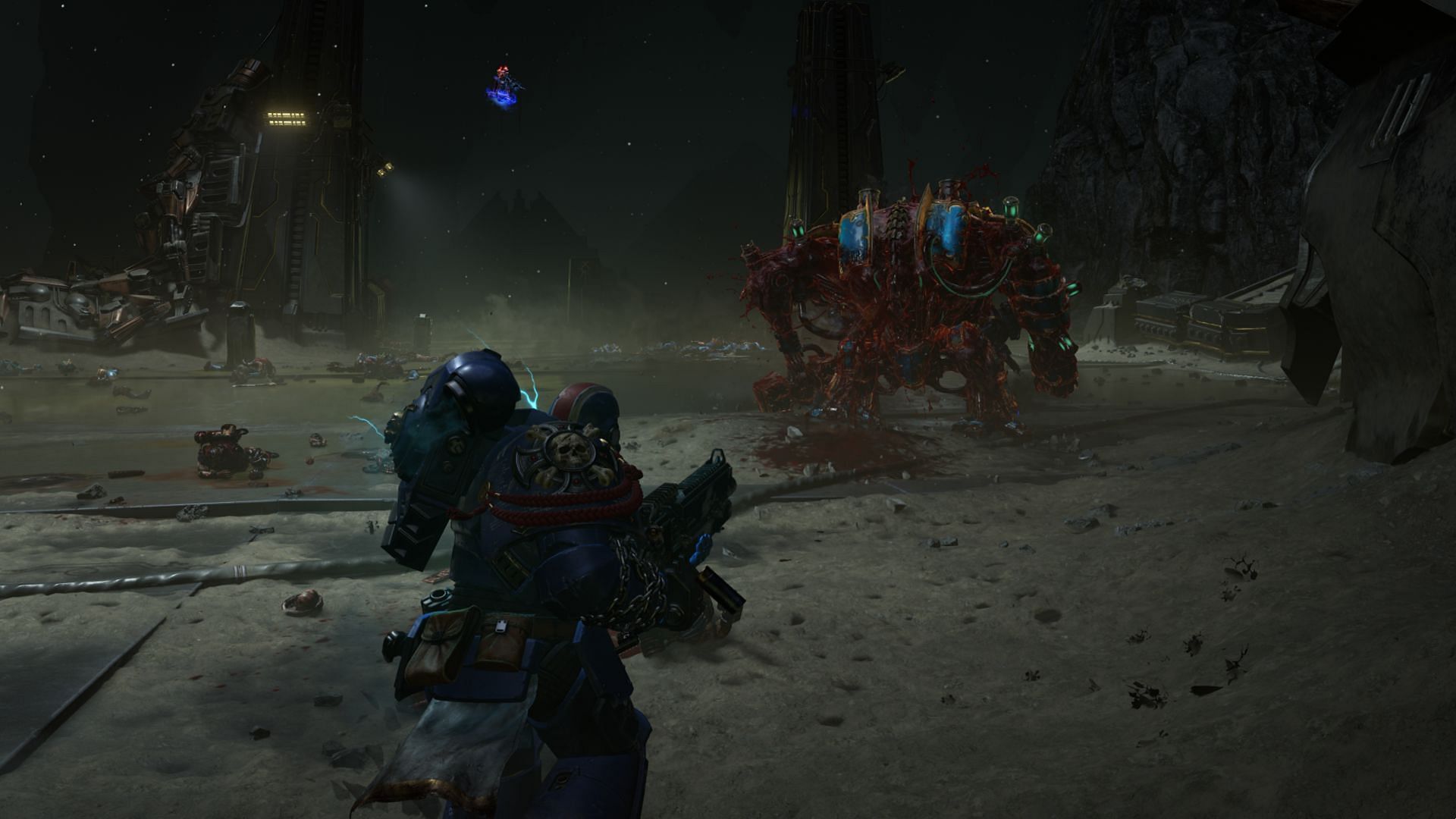 Shooting down Helbrute in Warhammer 40k: Space Marine 2 (Image via Focus Entertainment)