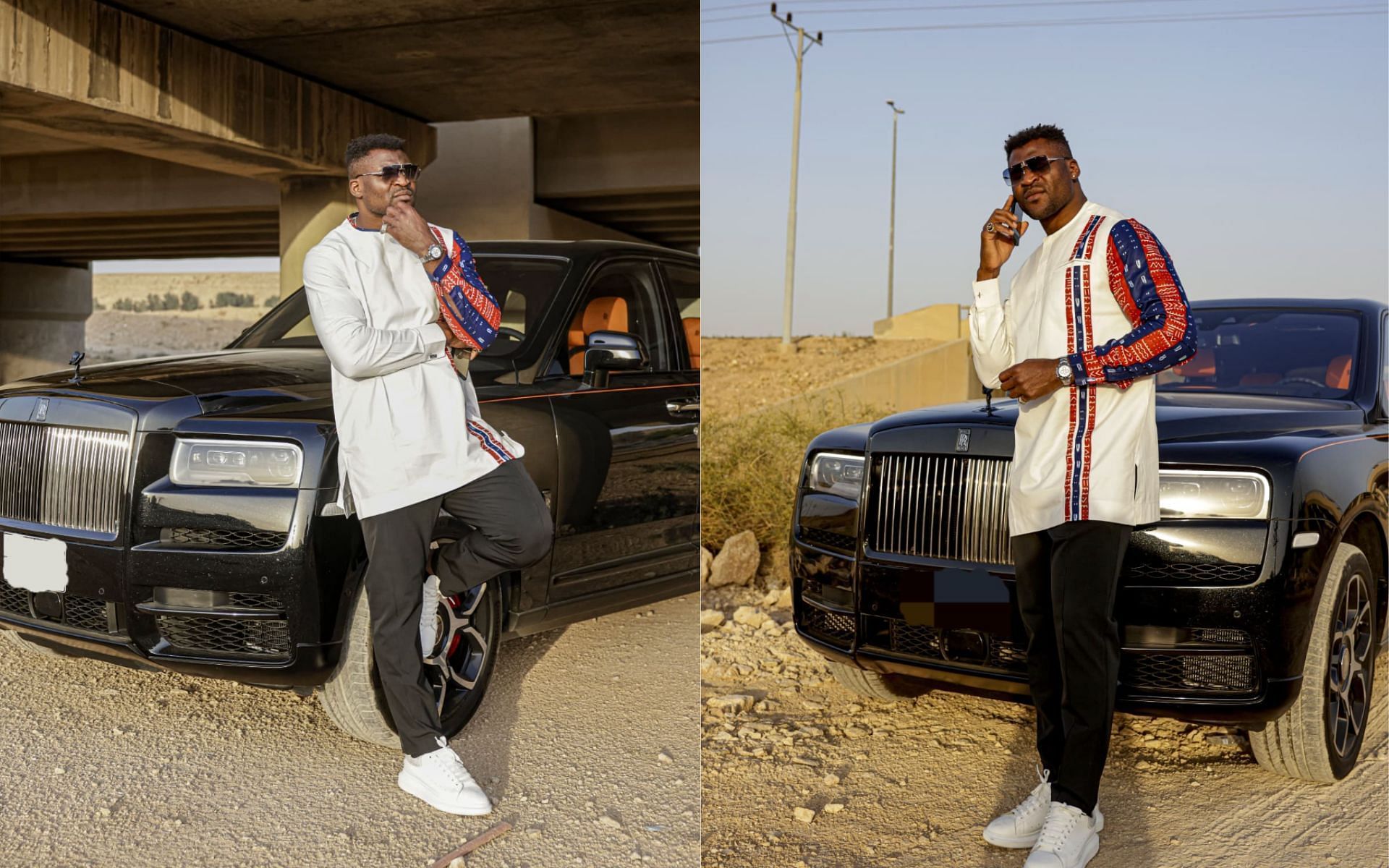 Francis Ngannou showing off his luxury car. [Images courtesy: @francisngannou on Instagram]