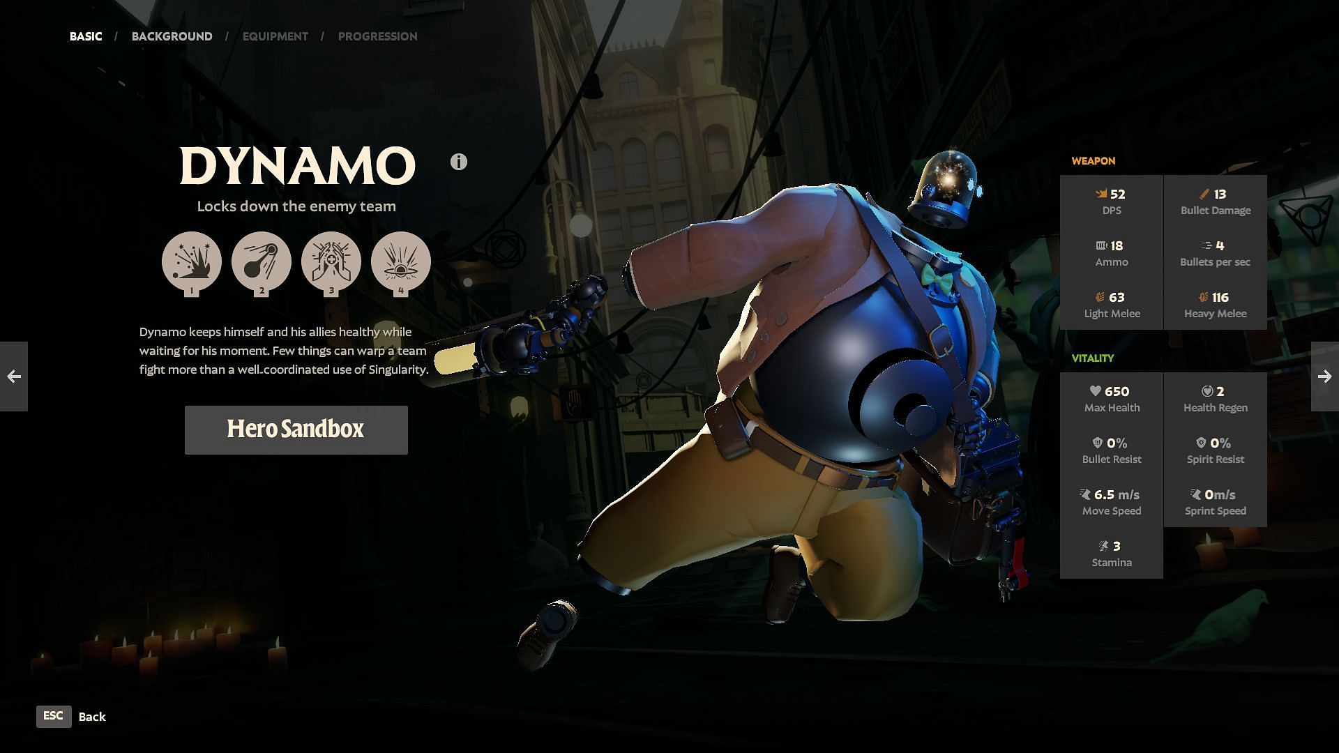 Dynamo in-game stats (Image via Valve)