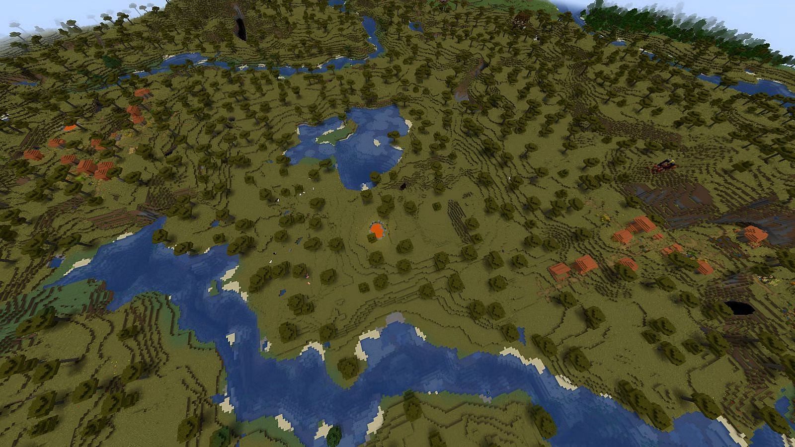 This Minecraft seed offers multiple villages and outposts within walking distance (Image via Mojang)