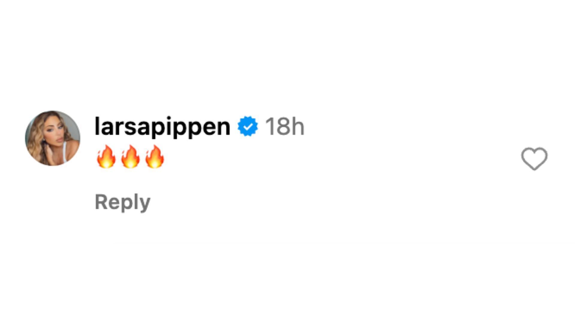 Larsa Pippen reacts to a post of son Preston in Milan. Photo Credit: Preston Pippen's IG account