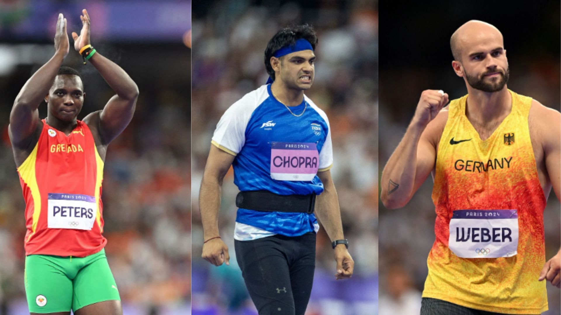 Anderson Peters, Neeraj Chopra and Julian Weber, Image by Getty Images