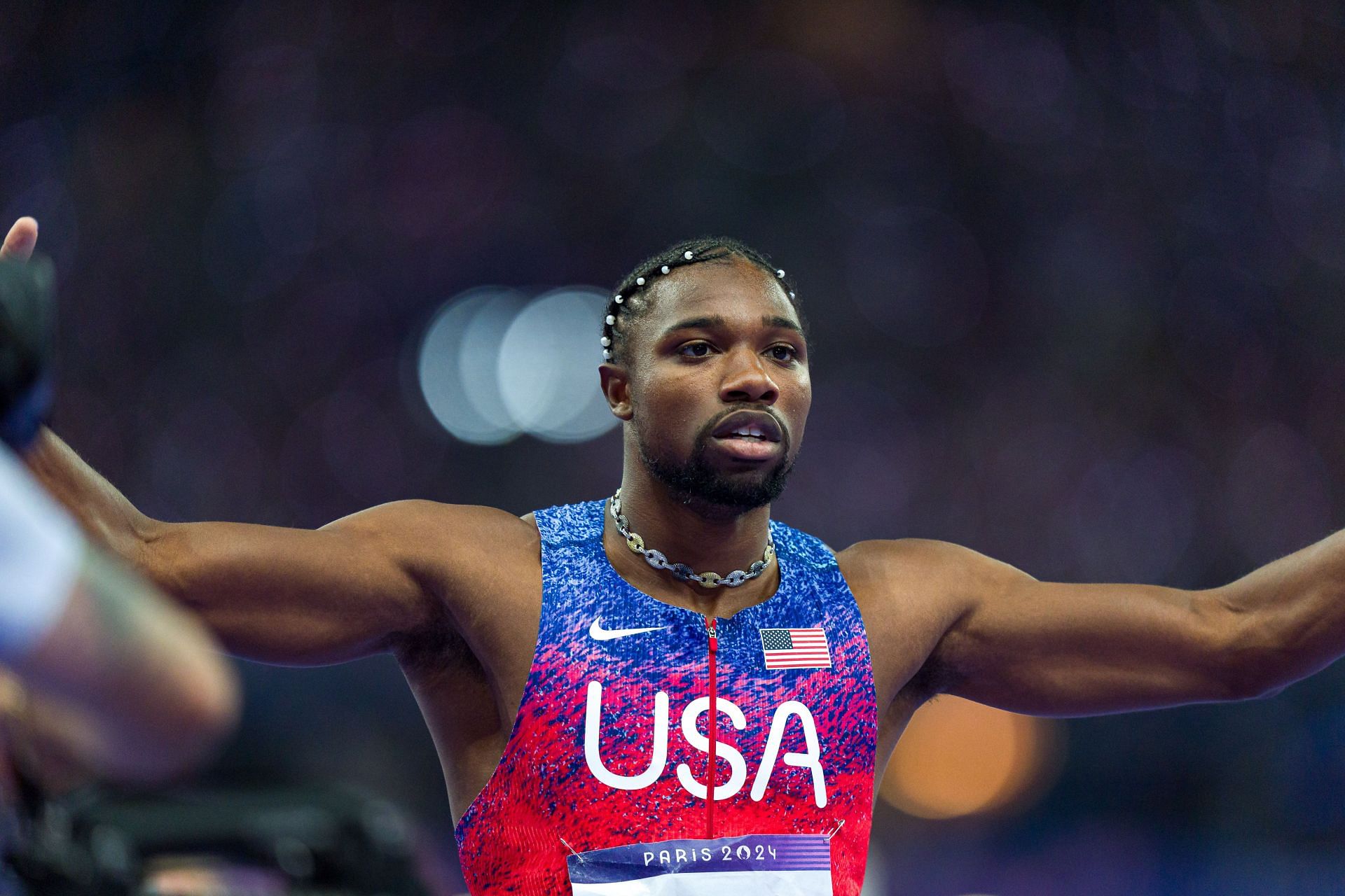 Lyles during the men&#039;s 100m finals of 2024 Summer Olympics in Paris (Image via Getty Images)