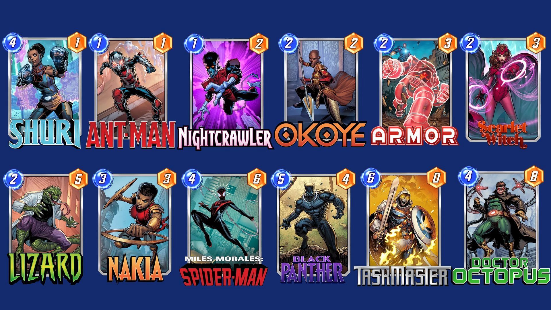 The Shuri Power Surge deck in Marvel Snap (Image via Nuverse)