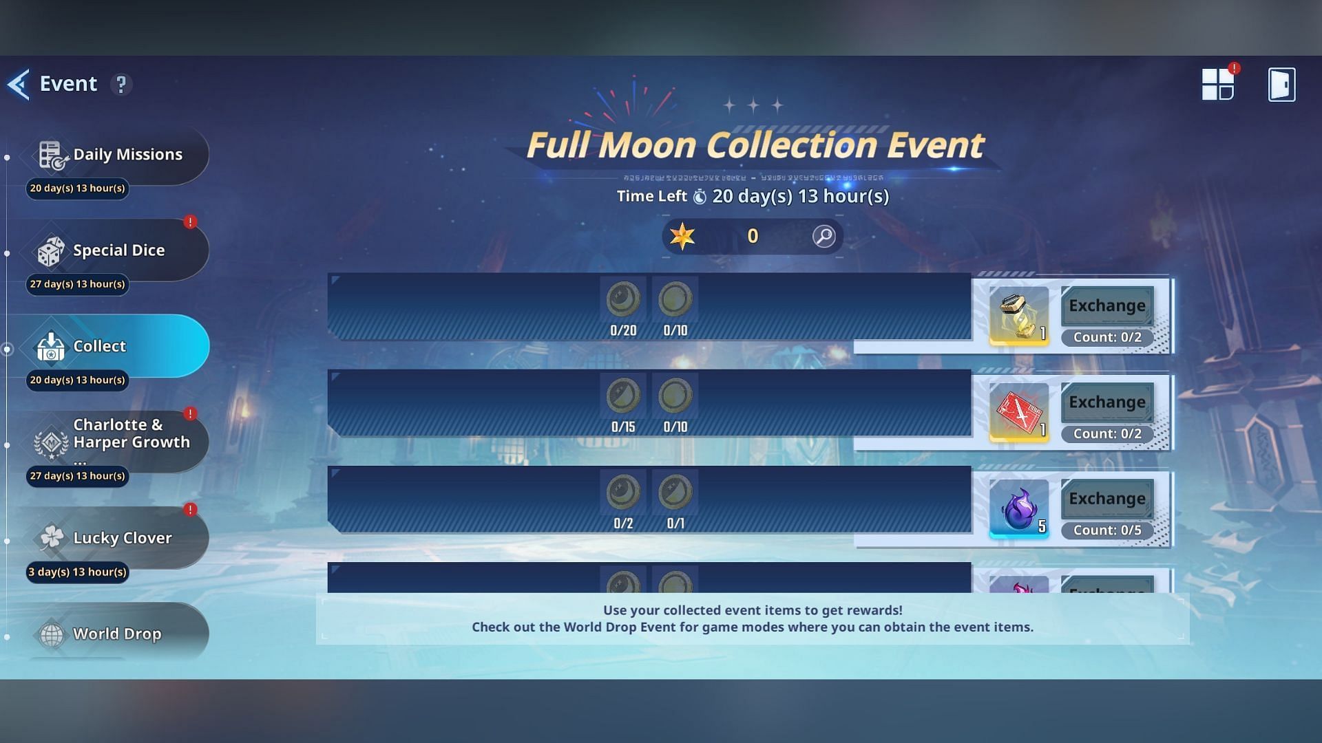 Full Moon World Drop and Collection event (Image via Netmarble)