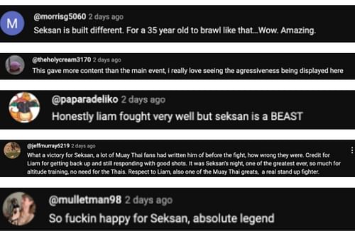 Screenshot of fans' comments