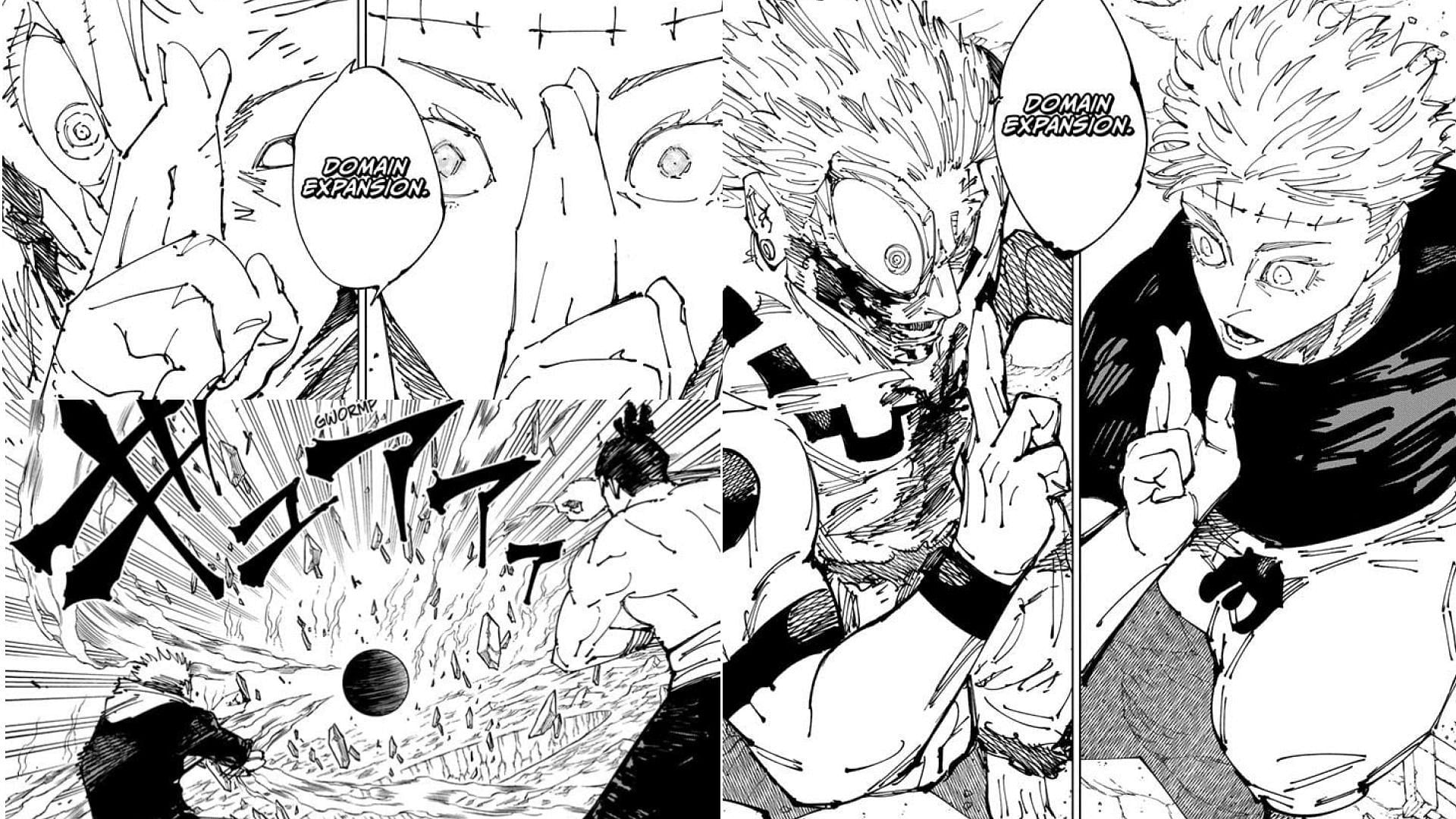 YutaGojo and Sukuna&#039;s Domain Expansions (Image via Akutami Gege/Shueisha)