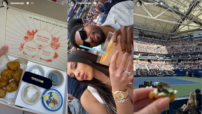 In Photos: Paul George's wife Daniela Rajic samples $100 chicken nuggets & sips viral tequila during US Open final