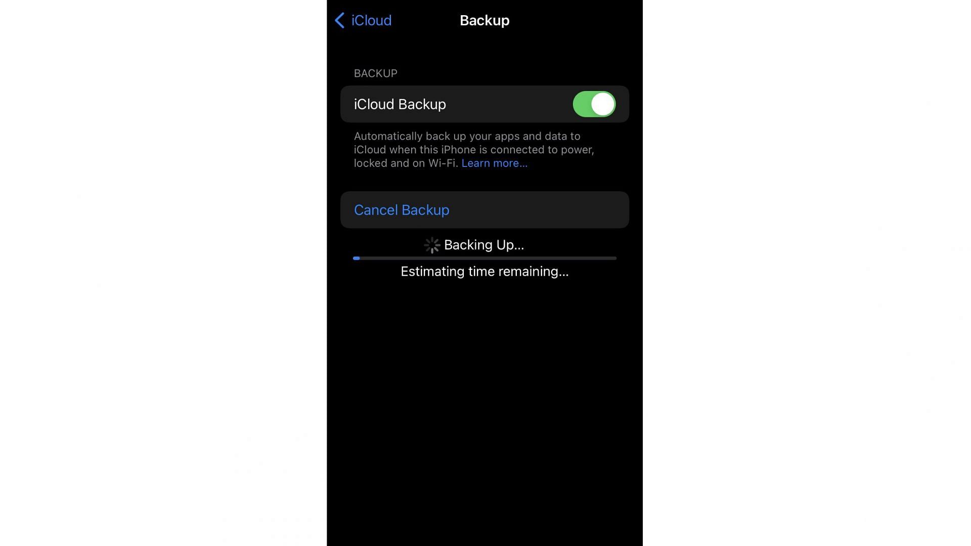 Backup via iCloud on iPhone (Image via Apple)