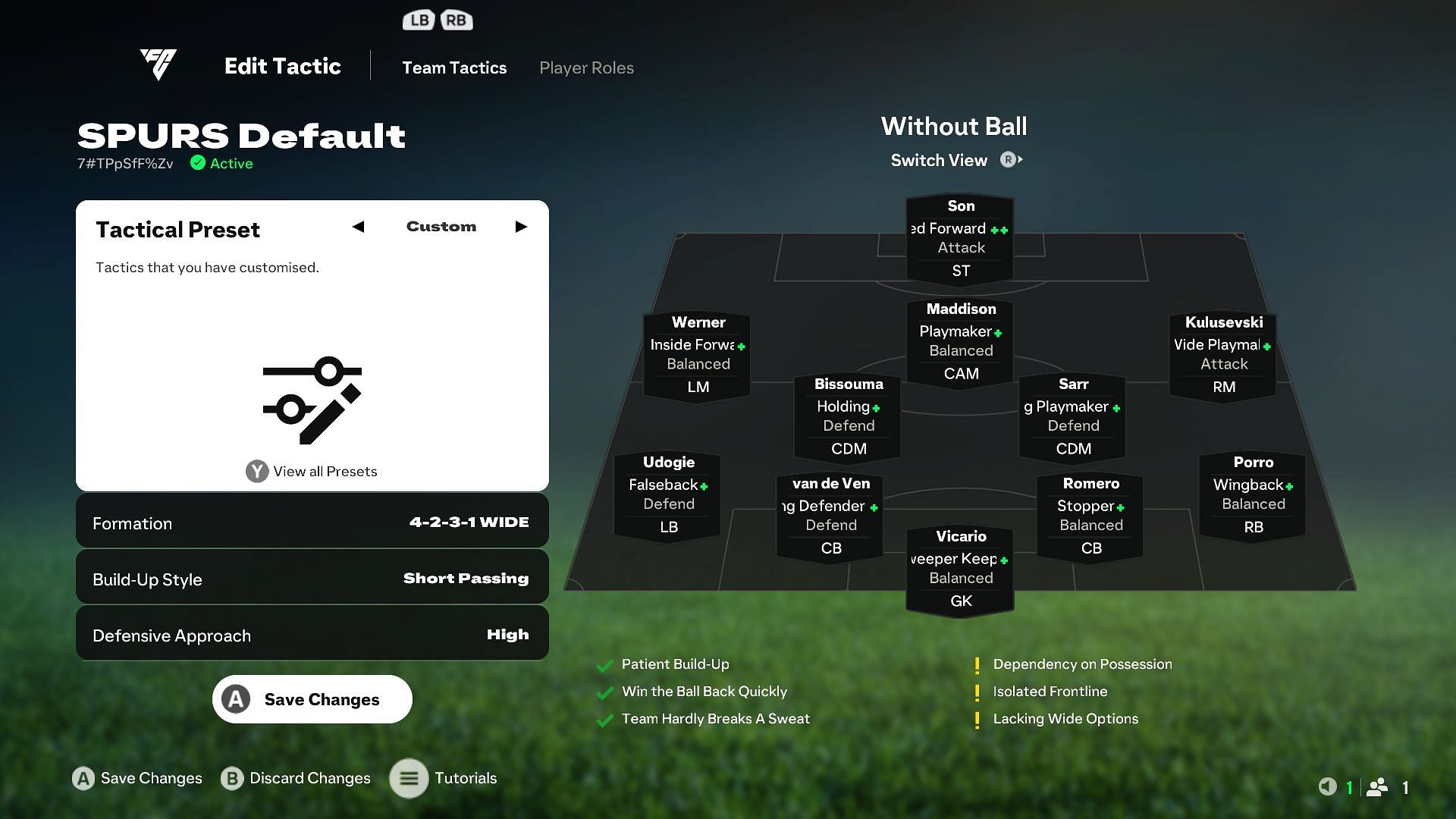 Assign these FC IQ Player Roles to the squad shown above (Image via EA Sports)