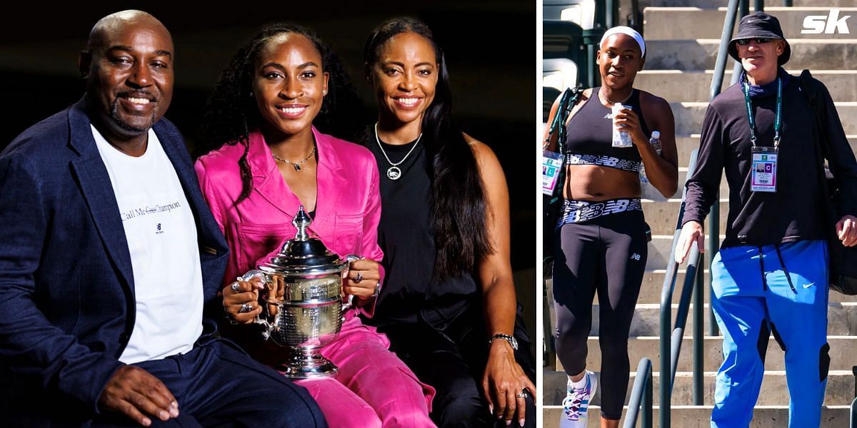 Coco Gauff with her parents (L) and former coach Brad Gilbert (R) (Source: Getty)