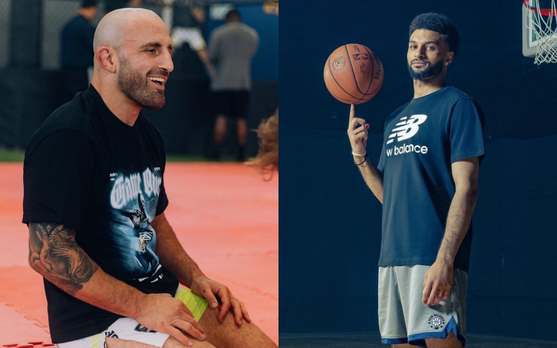 Alexander Volkanovski (left) spends recent training session with Jamal Murray (right). [Images courtesy: @alexvolkanovski, @jmglitxh27 on Instagram]