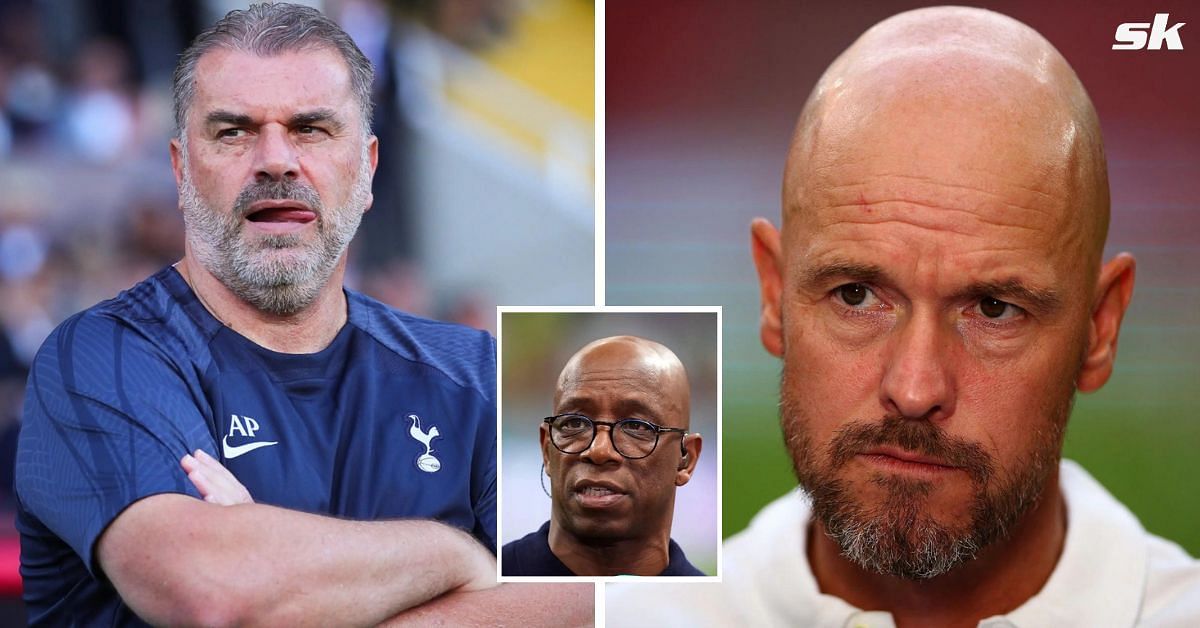 Ange Postecoglou (left), Ian Wright (middle), and Erik ten Hag (right) (image via Getty)