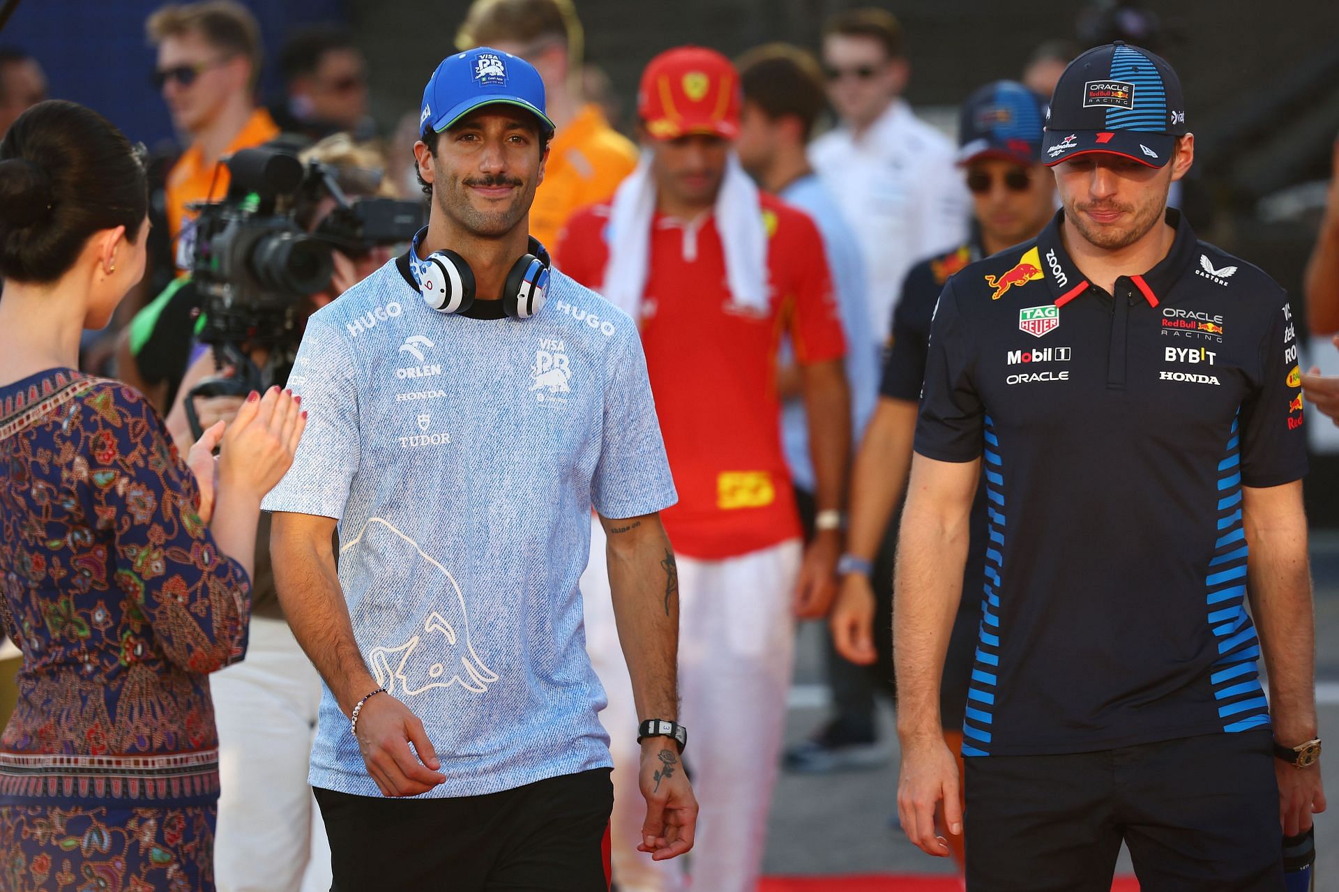 Daniel Ricciardo of Visa Cash App RB F1 Team and Max Verstappen of Red Bull Racing-Honda RBPT Source: Getty Images