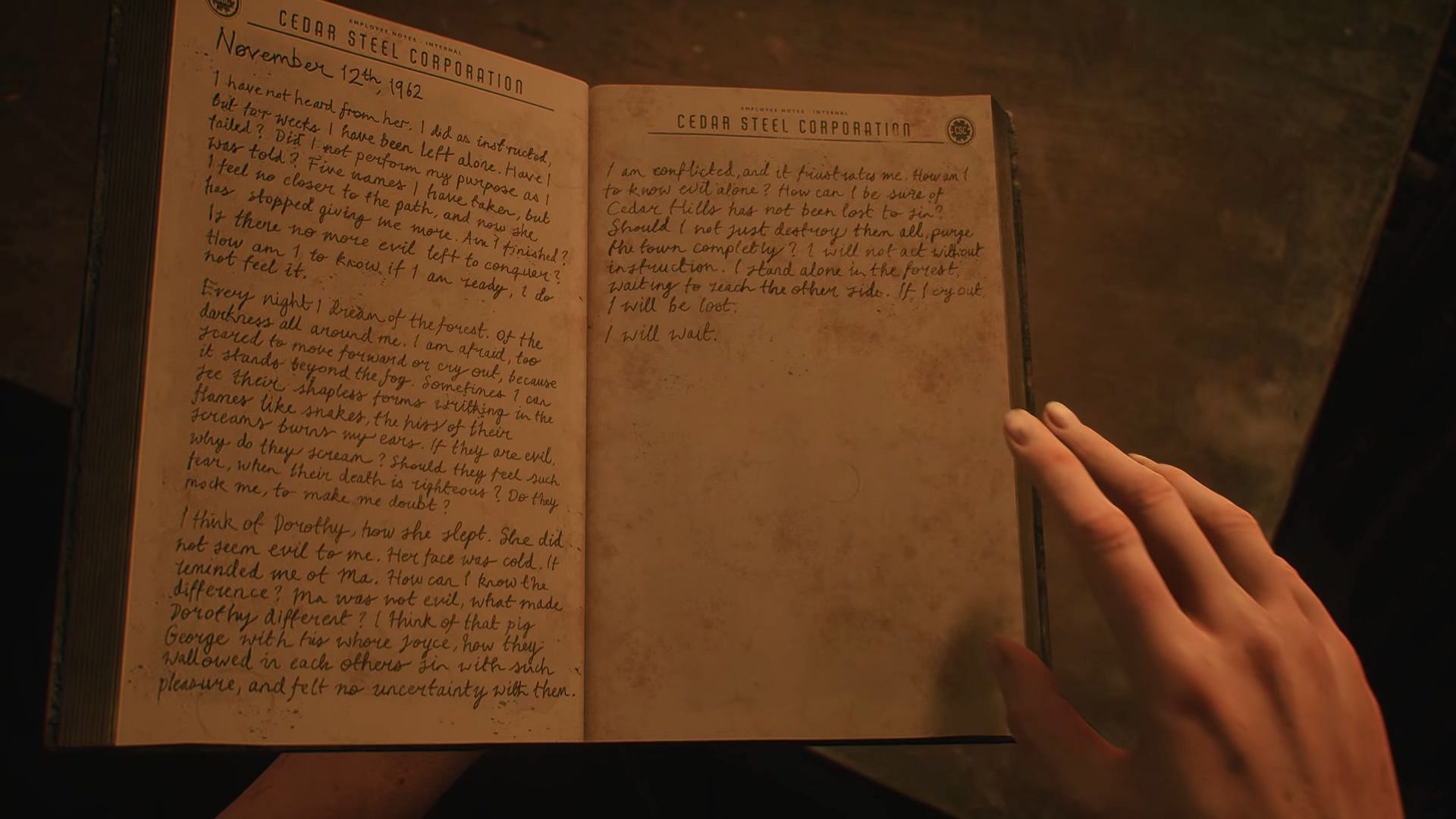 Frank Stone&#039;s journal that Linda gets her hands on (Image via Behaviour Interactive)