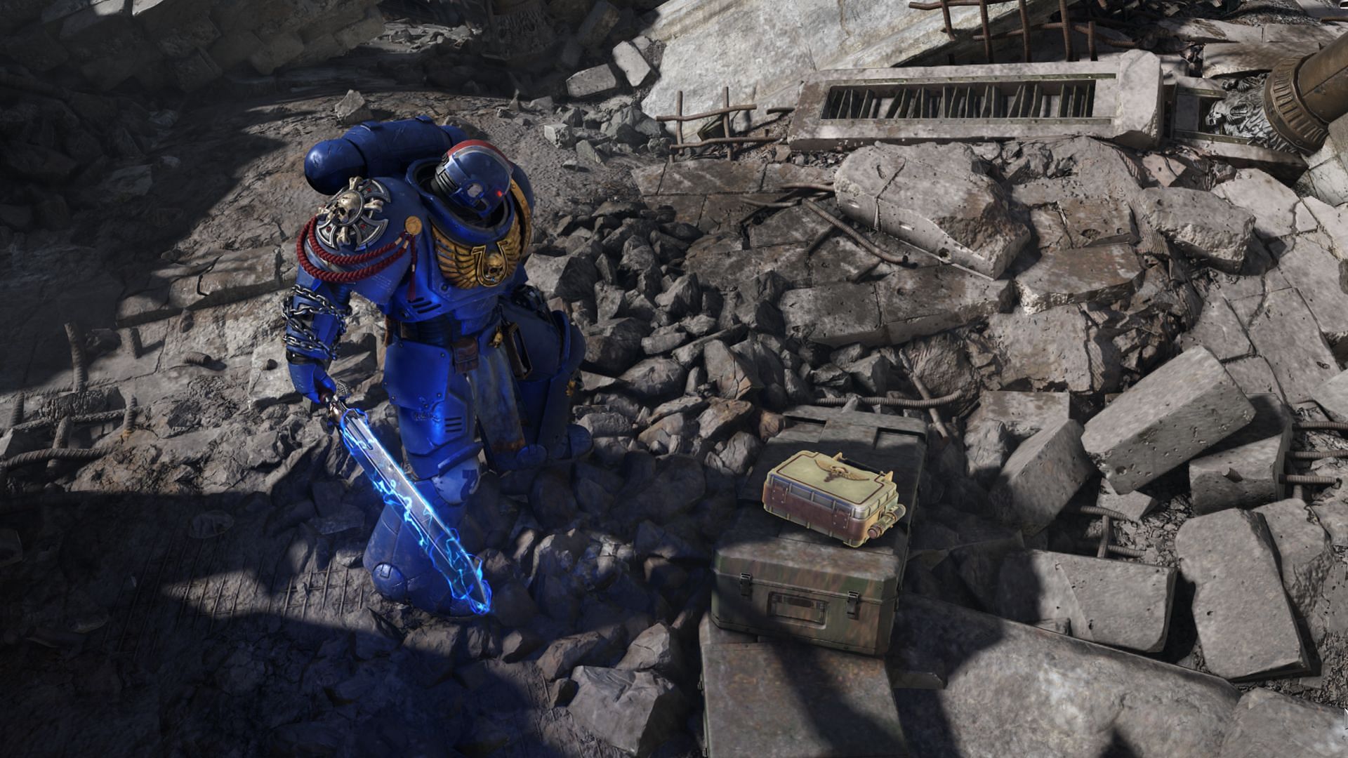 Collecting supplies in Warhammer 40k: Space Marine 2 (Image via Focus Entertainment)