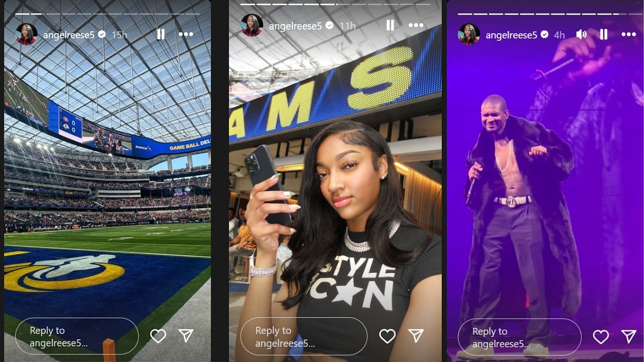 Angel Reese watched Usher&#039;s concert at Intuit Dome after enjoying the Rams-49ers NFL showdown. [photo: @angelreese5/IG]