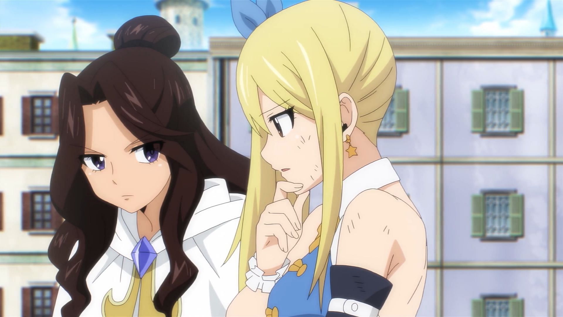 Lucy and Kana plan on how to defeat Mirajane and Elfman (Image via J.C. Staff)