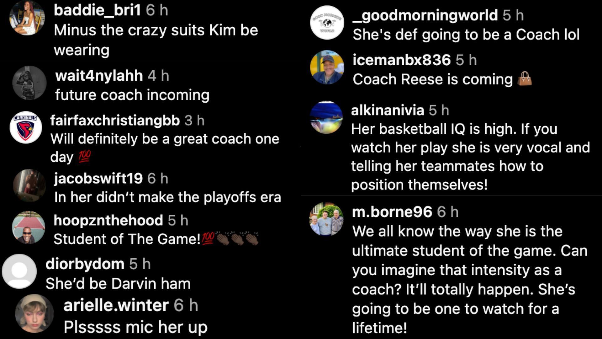 Fan reactions to Reese (Credits: Instagram/@overtimewbb)