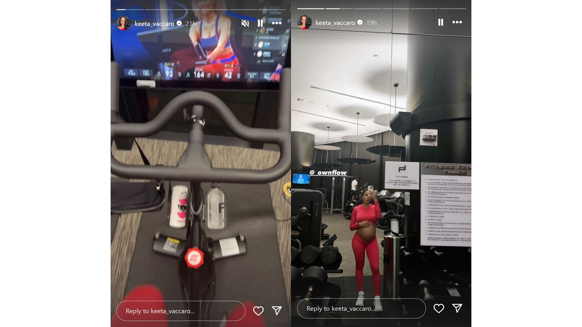 Dolphins star's wife Keeta flaunts baby bump at regular gym session [Image credit: @keeta_vaccaro IG]