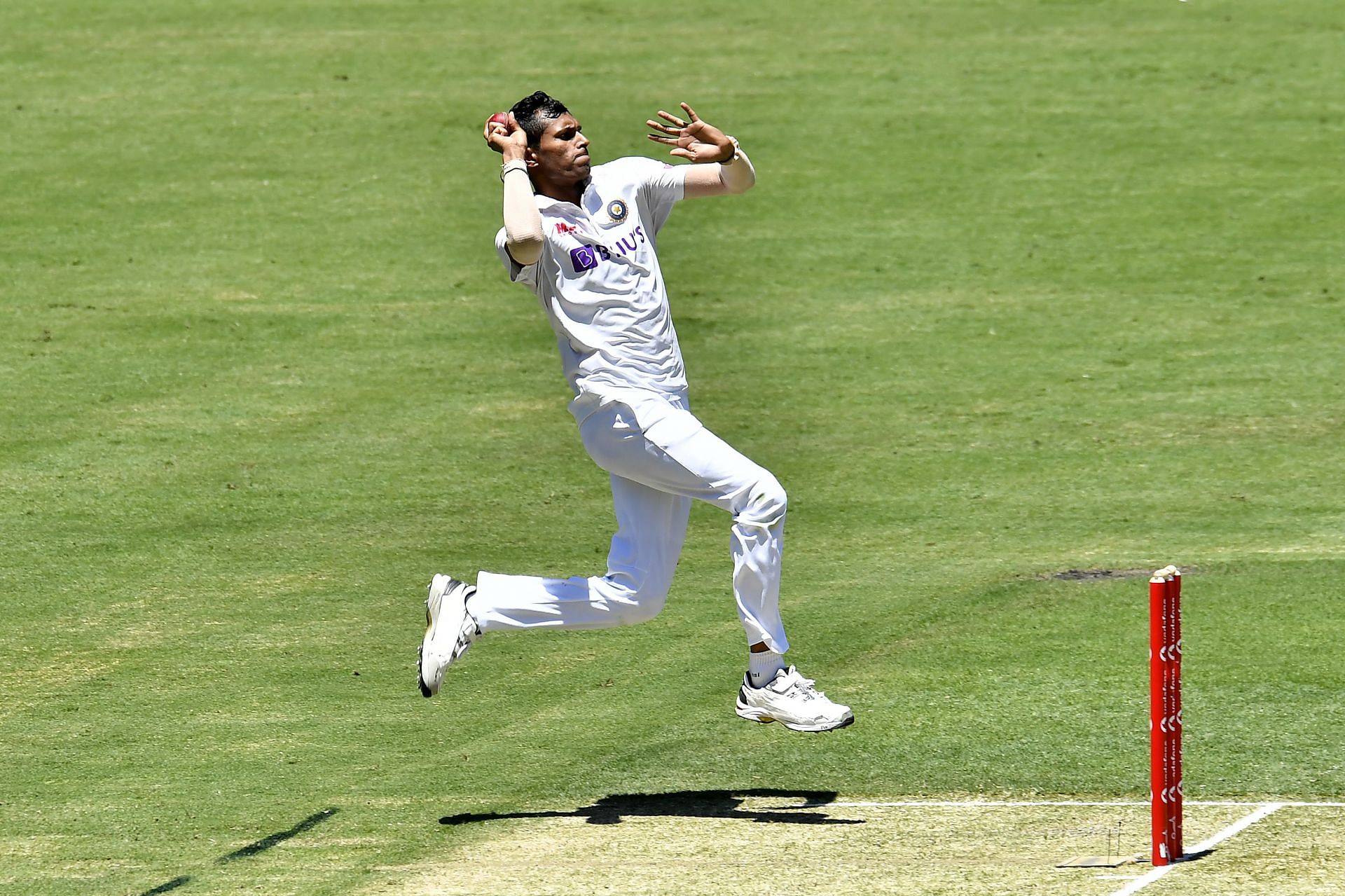 Navdeep Saini has had a good all-round game so far. (Image Credits: Getty Images)