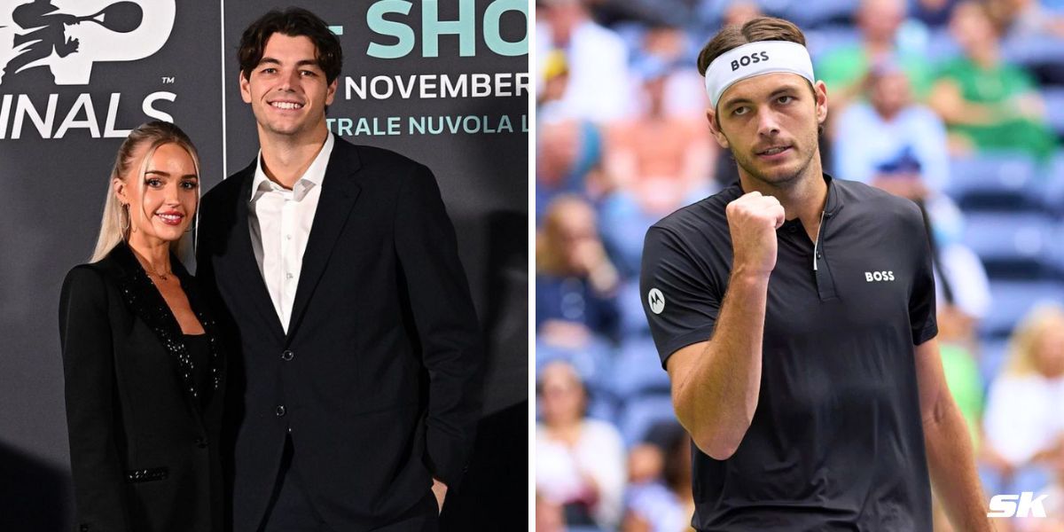 Taylor Fritz with Morgan Riddle (L) &amp; Fritz (R) [Image Source: Instagram/Taylor Fritz ; Getty Images]