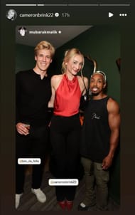 Brink and Felter strike a pose with Barcode's CEO (Image Credit: @cameronbrink22 IG)