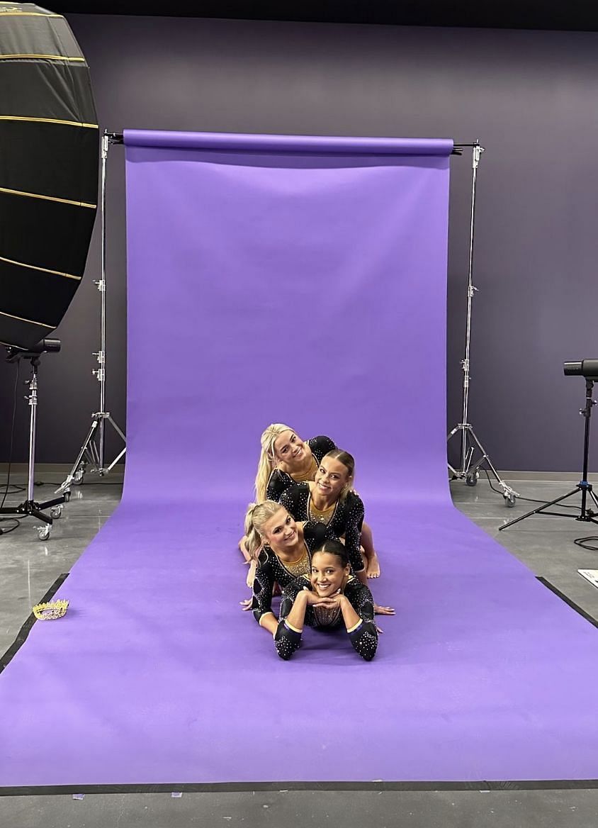 Livvy Dunne posed alongside LSU teammates during their Media Day.