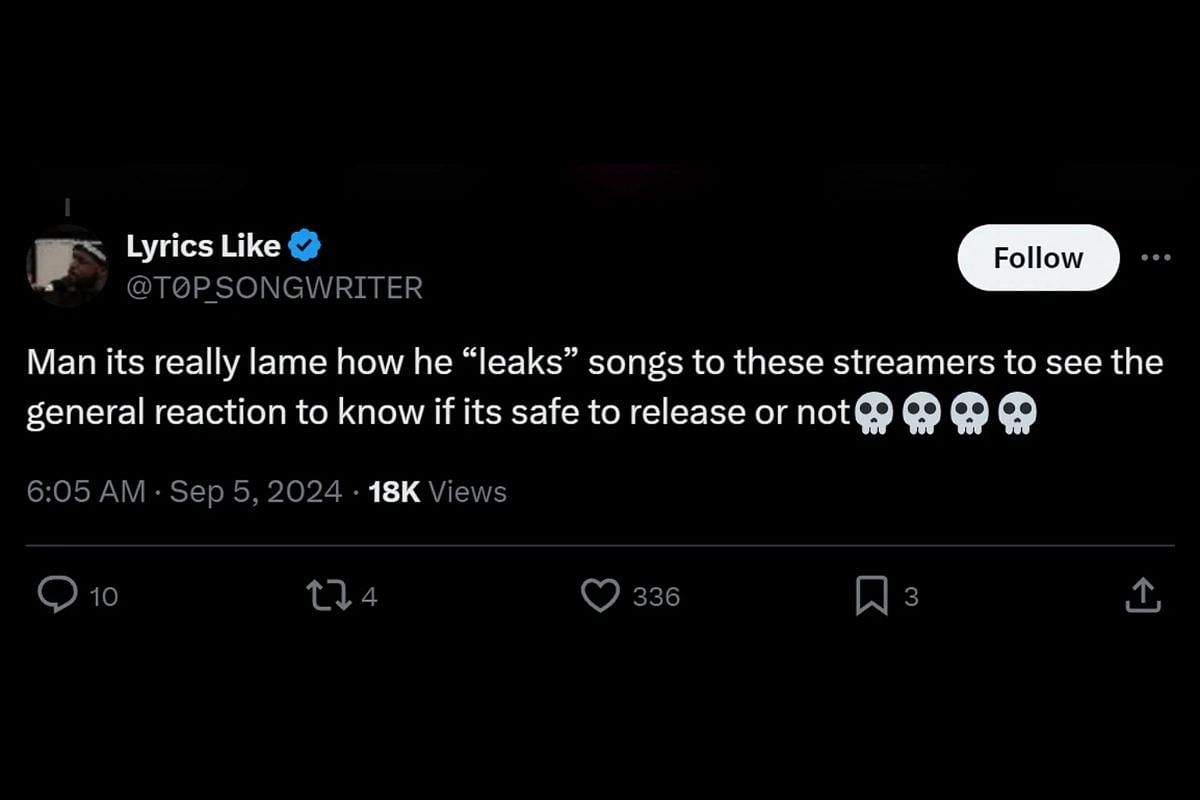 X user shares their reaction to Adin Ross sharing Drake&#039;s unreleased song (Image via X/NFR Podcast)