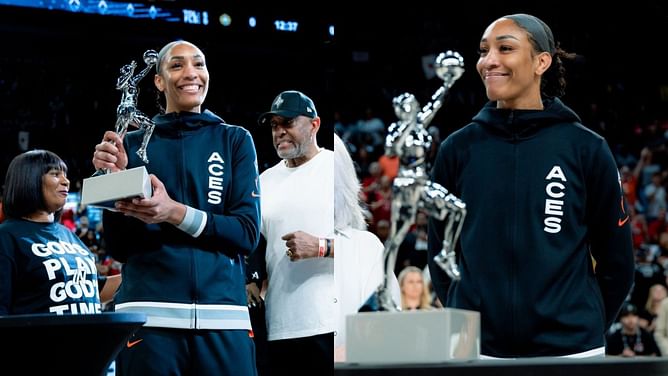 Watch: A'ja Wilson celebrates with teammates after receiving third WNBA MVP award ahead of Game 1 vs Storm