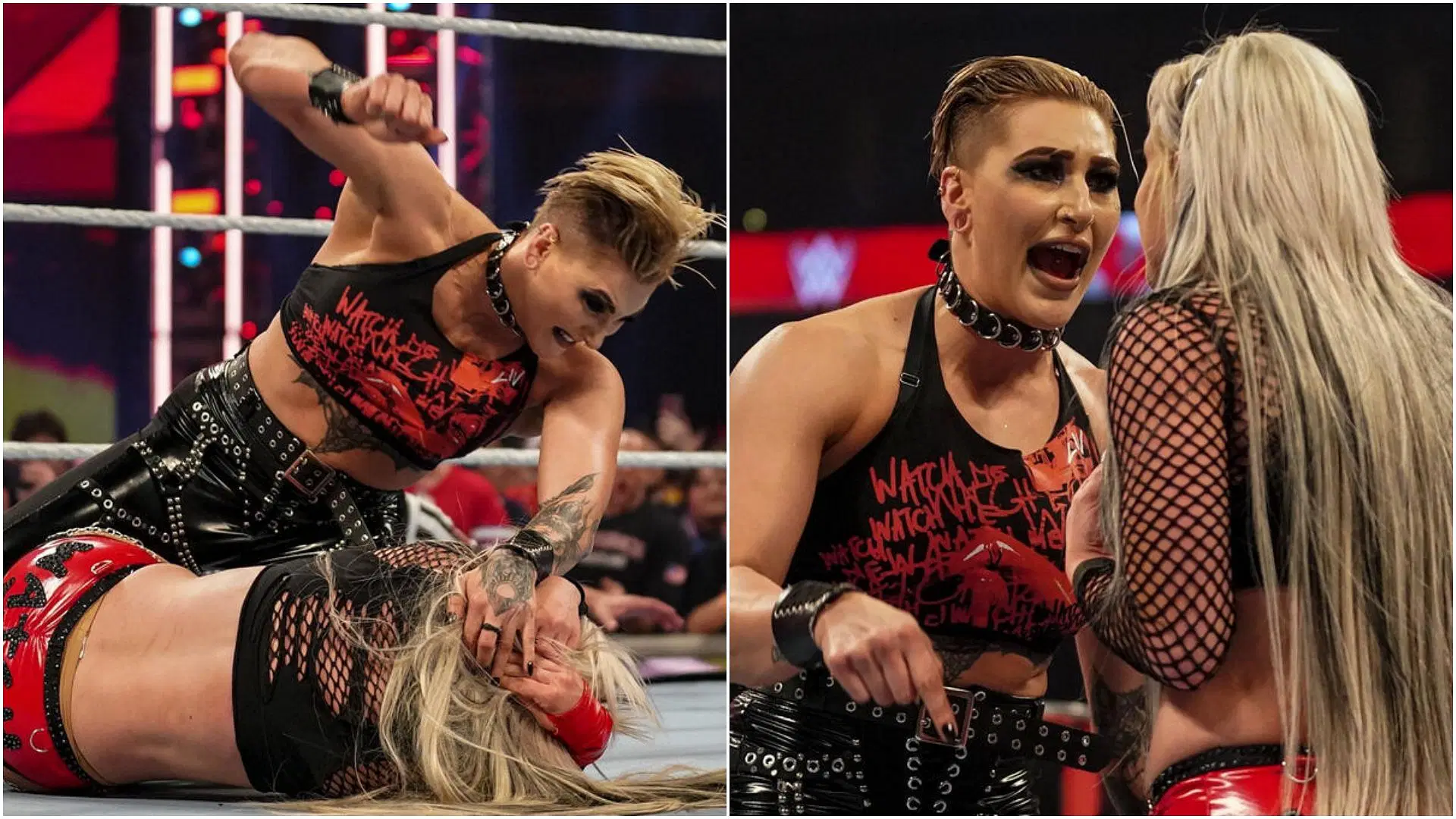 Rhea Ripley and Liv Morgan on an episode of RAW. [Images via: WWE.com]