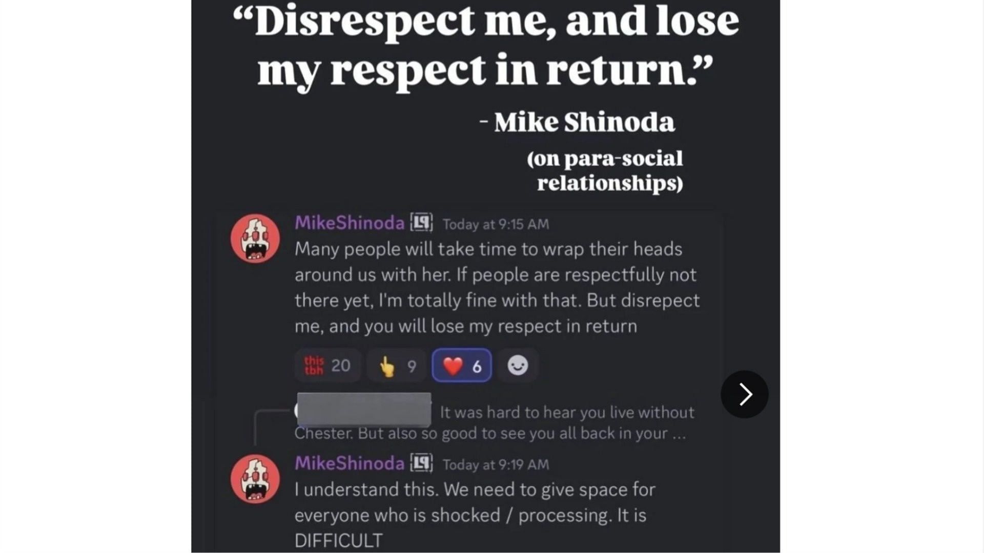 The reddit post showing Mike Shinoda&#039;s comments (Photo via Reddit)