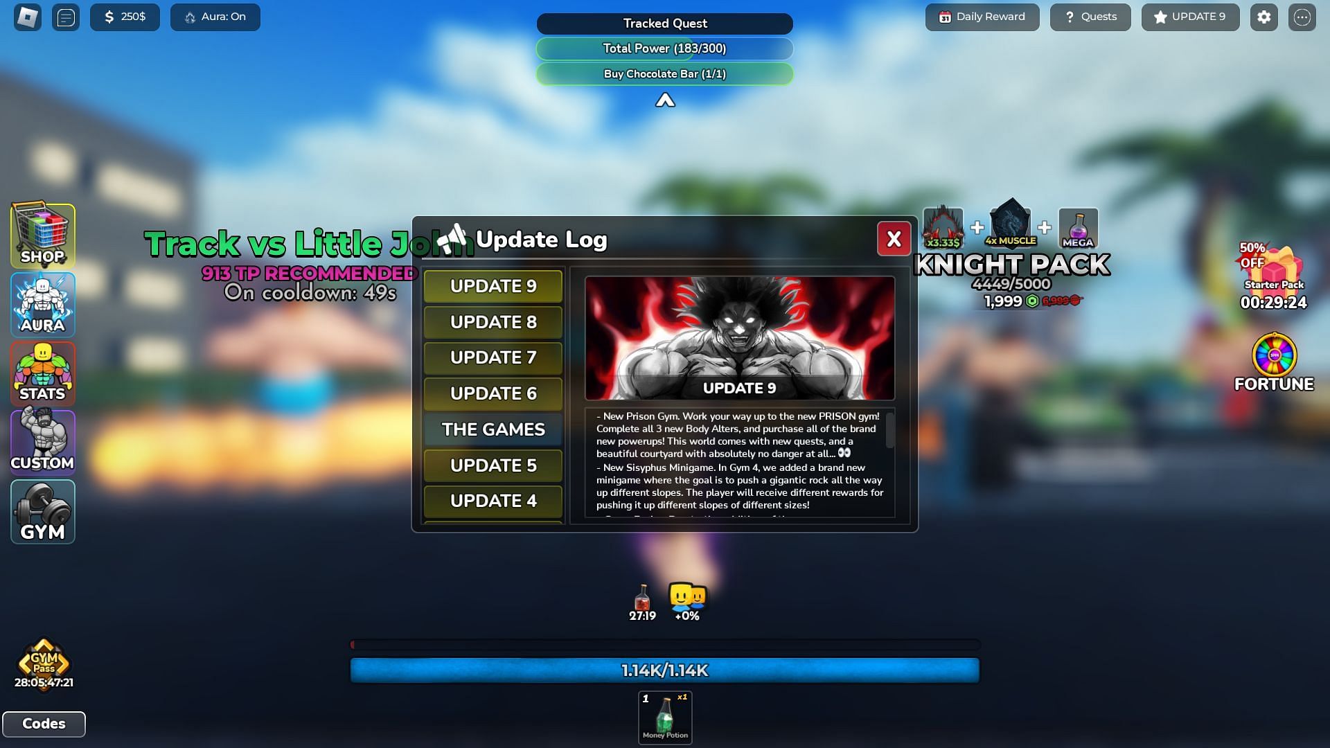 In-game update log (Image via Roblox)