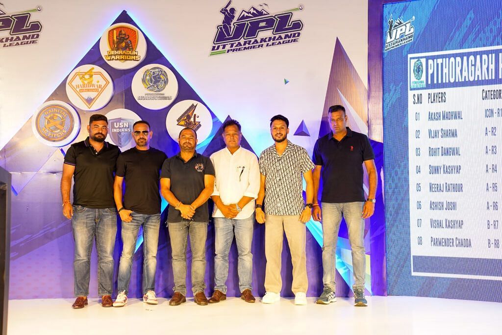 Pithoragarh Hurricanes team owners and captain Akash Madhwal during the draft (Credits: UPLT20)