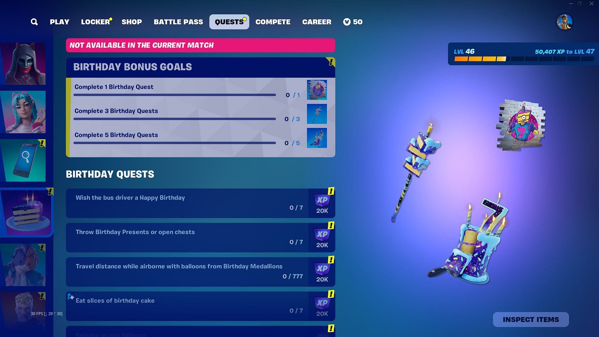 Fortnite Birthday Quests 2024 (Image via Epic Games)