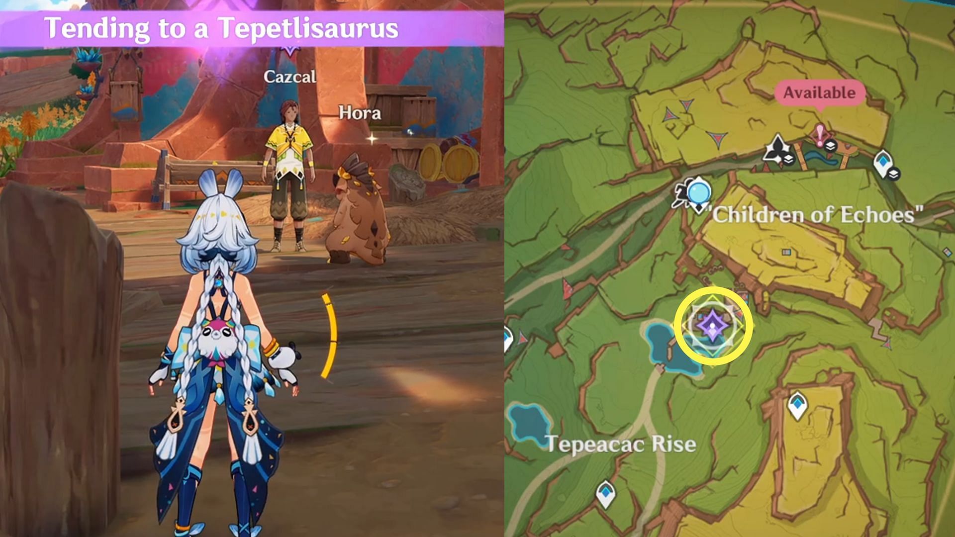 Location of the Day 1 Tending to a Tepetlisaurus commission (Image via HoYoverse)